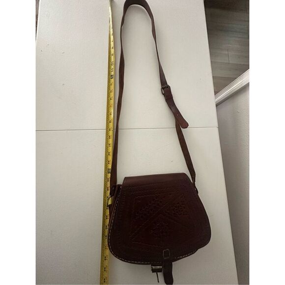 Vintage Women's Brown Handmade Leather Saddle Bag OS - Picture 7 of 11